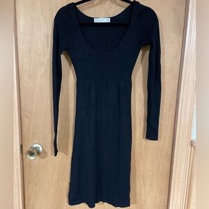 ZARA-fitted long sleeve knit body con dress